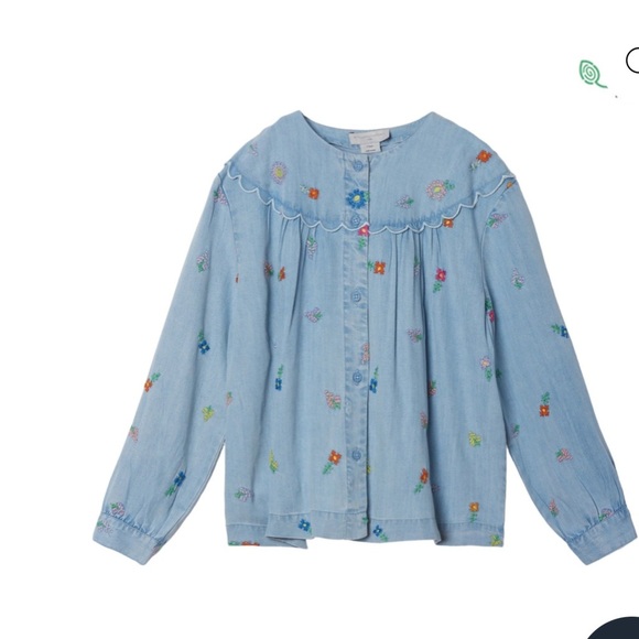 Stella McCartney Kids Light Blue Embroidered Blouse denim